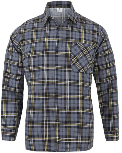 Koszula flanelowa robocza szara szkocka krata przód