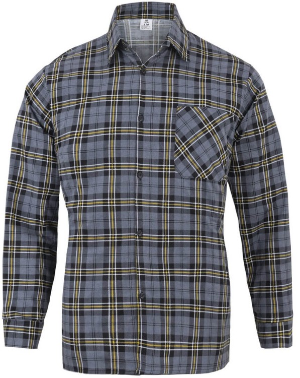 Koszula flanelowa robocza szara szkocka krata przód