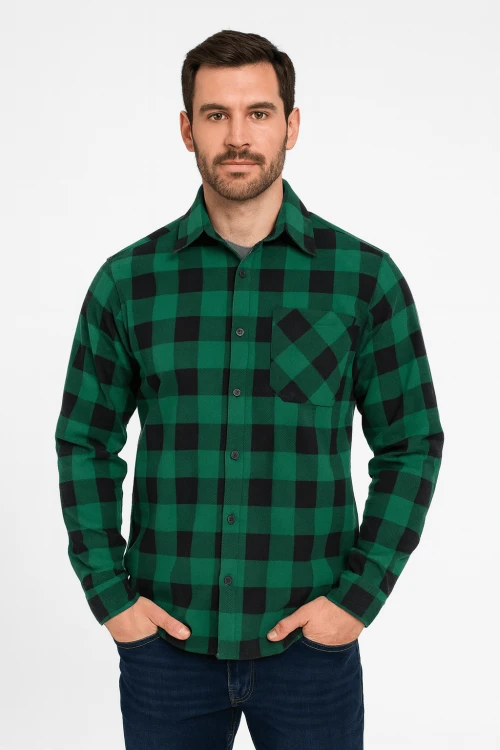 Koszula flanelowa robocza zielona z przodu