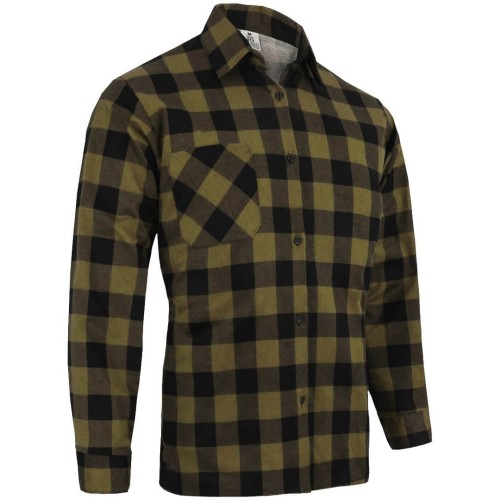 Koszula flanelowa robocza khaki z przodu