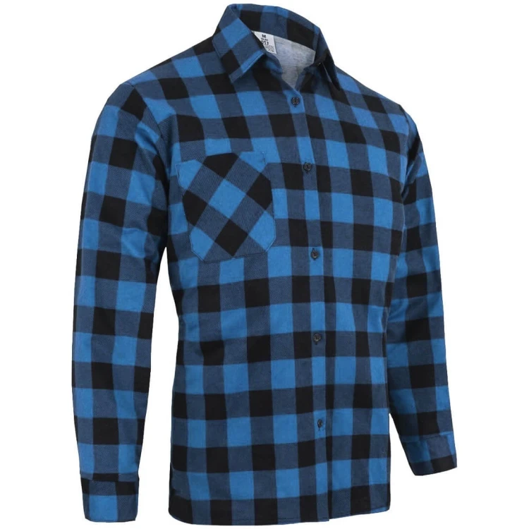 Koszula flanelowa robocza niebieska jasna bok