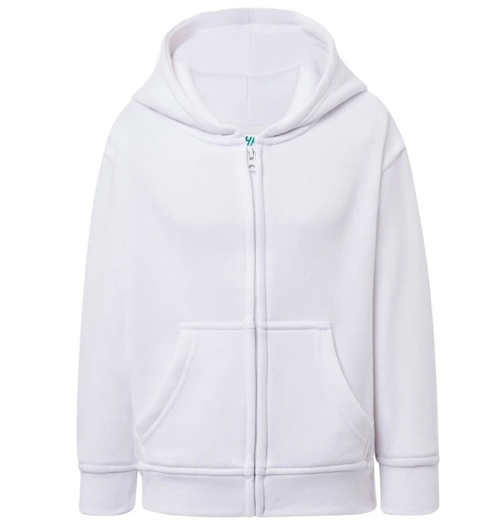 Bluza dziecięca z kapturem rozpinana biała JHK