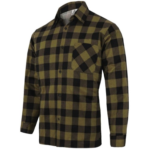 Koszula flanelowa robocza khaki z przodu